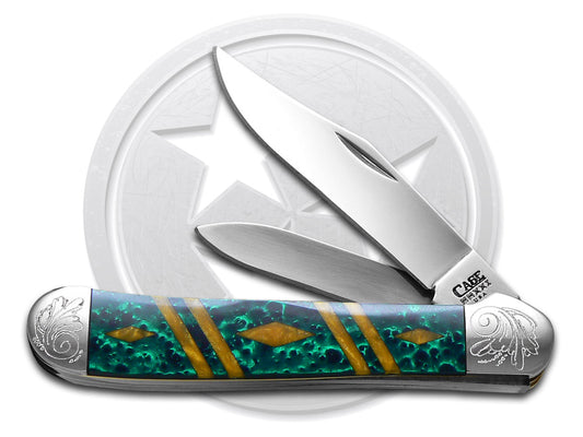 W.R. Case XX Knives Copperhead Diamond Series 1/500 Green & Gold Corelon 9249GNGLD/DE Stainless Pocket Knife