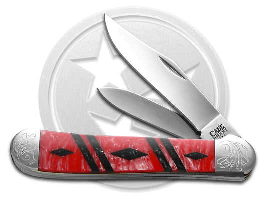 W.R. Case XX Knives Copperhead Diamond Series 1/500 Red Pearl & Black Pearl Corelon 9249RPBKP/DE Stainless Pocket Knife