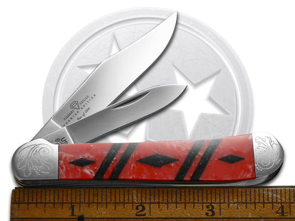 W.R. Case XX Knives Copperhead Diamond Series 1/500 Red Pearl & Black Pearl Corelon 9249RPBKP/DE Stainless Pocket Knife