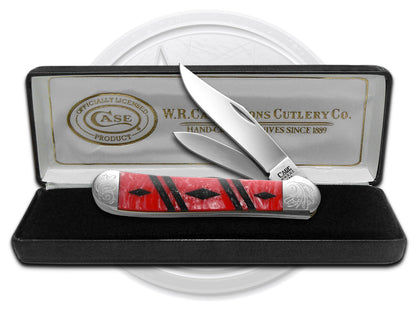 W.R. Case XX Knives Copperhead Diamond Series 1/500 Red Pearl & Black Pearl Corelon 9249RPBKP/DE Stainless Pocket Knife