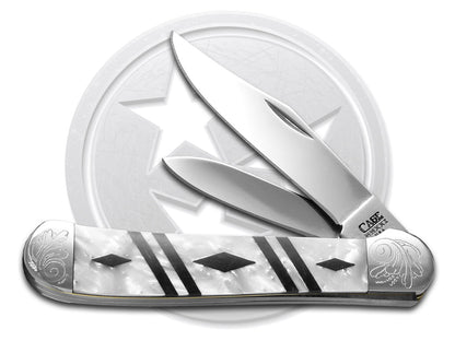 W.R. Case XX Knives Copperhead Diamond Series 1/500 White Pearl & Black Pearl Corelon 9249WPBKP/DE Stainless Pocket Knife