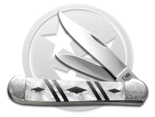 W.R. Case XX Knives Copperhead Diamond Series 1/500 White Pearl & Black Pearl Corelon 9249WPBKP/DE Stainless Pocket Knife