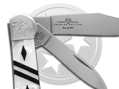 W.R. Case XX Knives Copperhead Diamond Series 1/500 White Pearl & Black Pearl Corelon 9249WPBKP/DE Stainless Pocket Knife