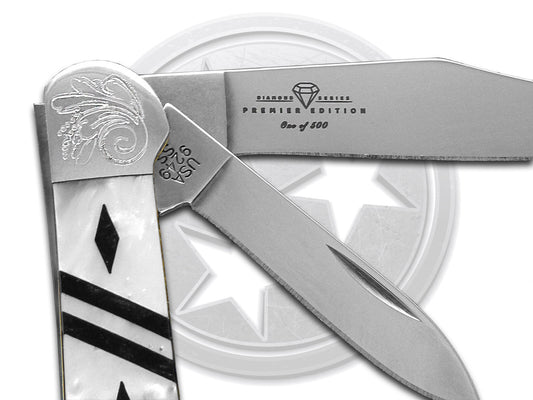 W.R. Case XX Knives Copperhead Diamond Series 1/500 White Pearl & Black Pearl Corelon 9249WPBKP/DE Stainless Pocket Knife