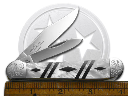 W.R. Case XX Knives Copperhead Diamond Series 1/500 White Pearl & Black Pearl Corelon 9249WPBKP/DE Stainless Pocket Knife