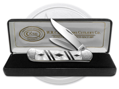 W.R. Case XX Knives Copperhead Diamond Series 1/500 White Pearl & Black Pearl Corelon 9249WPBKP/DE Stainless Pocket Knife