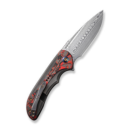 WE Knife Co., Ltd™ Equivik Frame Lock WE23020-DS1 Polished Gray, Red, & Black 6al4v Titanium Damasteel Pocket Knife