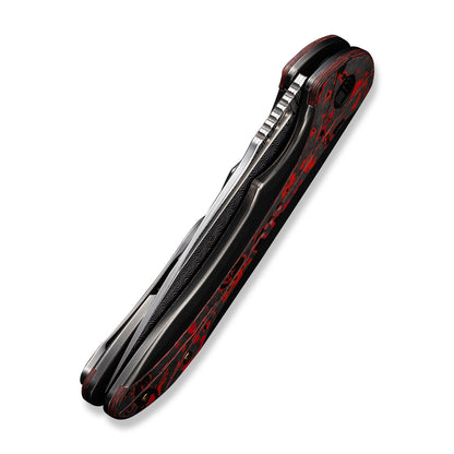 WE Knife Co., Ltd™ Equivik Frame Lock WE23020-DS1 Polished Gray, Red, & Black 6al4v Titanium Damasteel Pocket Knife