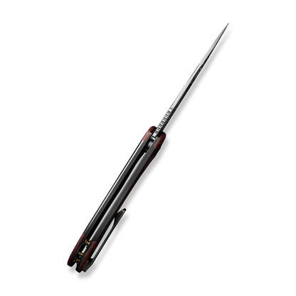WE Knife Co., Ltd™ Equivik Frame Lock WE23020-DS1 Polished Gray, Red, & Black 6al4v Titanium Damasteel Pocket Knife