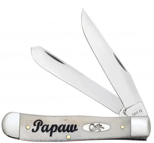 W.R. Case XX Knives Best Papaw Ever Smooth Natural Bone Trapper Stainless Pocket Knife 10430