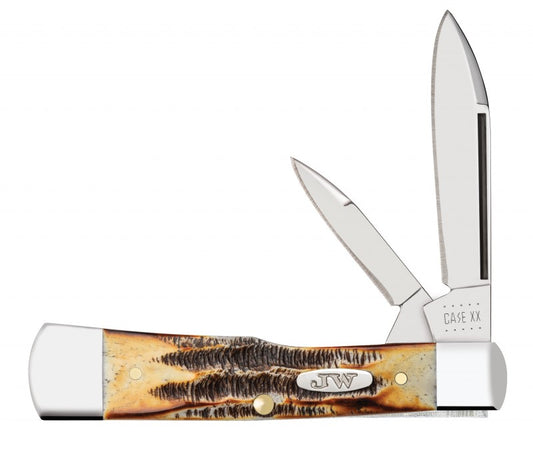 W.R. Case XX Knives John Wayne 6.5 BoneStag Gunstock Stainless Pocket Knife 10707