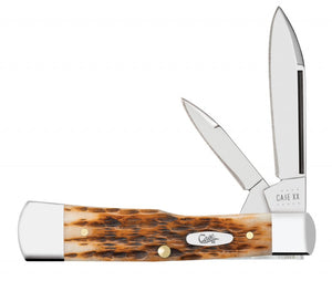 W.R. Case XX Knives Peach Seed Jigged Amber Bone Gunstock Stainless Pocket Knife 10728