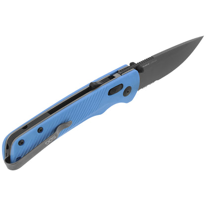 SOG Specialty Knives™ Flash AT Lever Lock 11-18-04-57 Civic Cyan Glass-Reinforced Nylon D2 Semi-Stainless Steel Pocket Knife