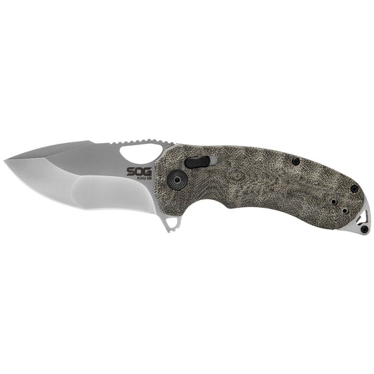 SOG Specialty Knives™ Kiku XR Lever Lock 12-27-01-57 Green Linen Micarta CTS XHP Stainless Steel Pocket Knife