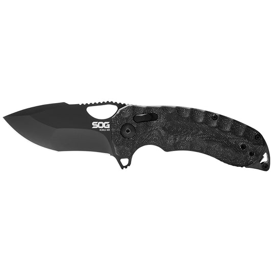 SOG Specialty Knives™ Kiku XR Lever Lock 12-27-02-57 Black Linen Micarta CTS XHP Stainless Steel Pocket Knife
