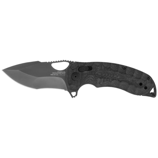 SOG Specialty Knives™ Kiku XR LTE Lever Lock 12-27-04-57 Black Linen Micarta CRYO CTS XHP Stainless Steel Pocket Knife