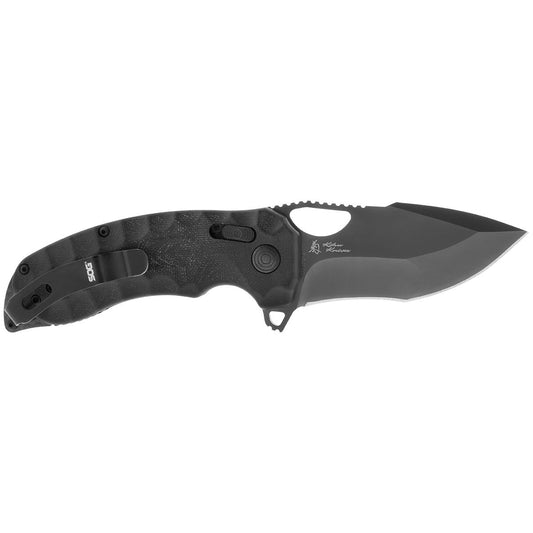 SOG Specialty Knives™ Kiku XR LTE Lever Lock 12-27-04-57 Black Linen Micarta CRYO CTS XHP Stainless Steel Pocket Knife