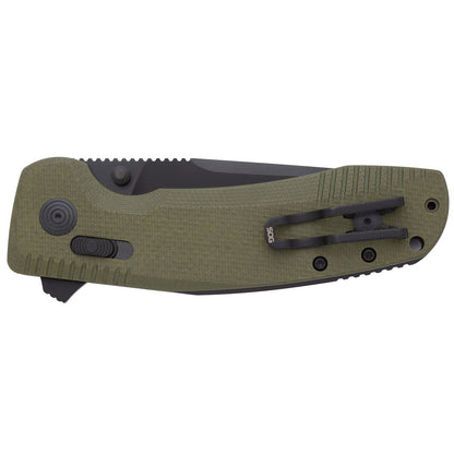 SOG Specialty Knives™ SOG-TAC XR Crossbar Lock 12-38-02-41 OD Green G-10 Cryo D2 Stainless Steel Pocket Knife