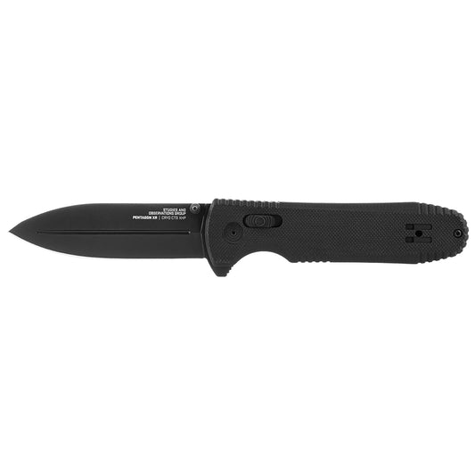 SOG Specialty Knives™ Pentagon XR Crossbar Lock 12-61-01-57 Black G-10 Cryo CTS XHP Stainless Steel Pocket Knife