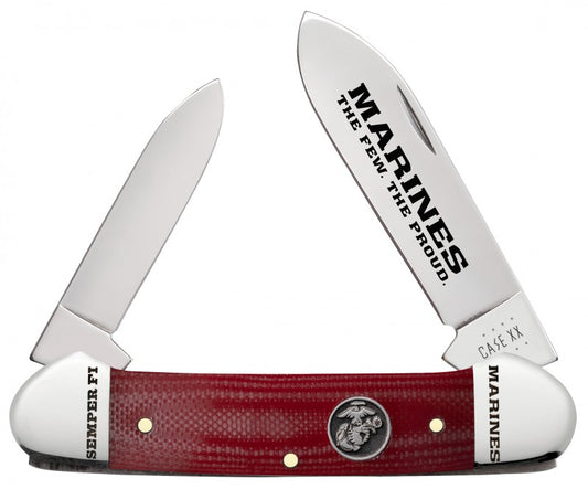 W.R. Case XX Knives USMC Marines Red G-10 Canoe Stainless Pocket Knife 13200