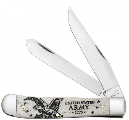 W.R. Case XX Knives United States Army Natural Bone Trapper Stainless Pocket Knife 15034