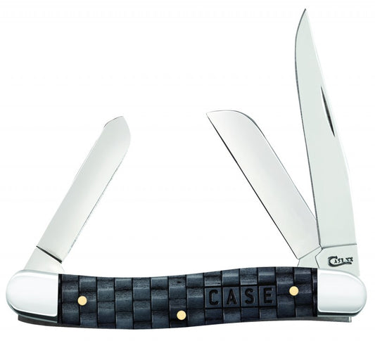 W.R. Case XX Knives Charcoal Color Wash Natural Bone Basket Weave Medium Stockman Stainless Pocket Knife 15506