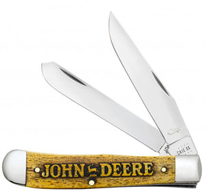 W.R. Case XX Knives Yellow Color Wash Natural Bone John Deere Trapper Stainless Pocket Knife 15770