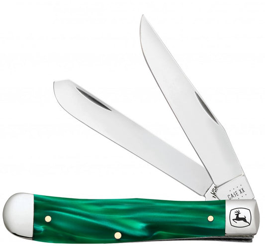 W.R. Case XX Knives John Deere Green Pearl Kirinite Trapper Stainless Pocket Knife 15772