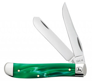 W.R. Case XX Knives John Deere Green Pearl Kirinite Mini Trapper Stainless Pocket Knife 15773