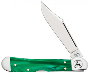W.R. Case XX Knives John Deere Green Pearl Kirinite Mini Copperlock Stainless Pocket Knife 15774