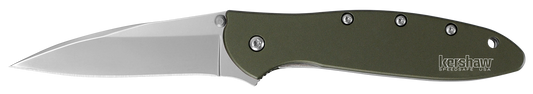 Kershaw Knives™ Leek Liner Lock 1660OL Olive Green Anodized Aluminum Sandvik 14C28N Stainless Steel Pocket Knife