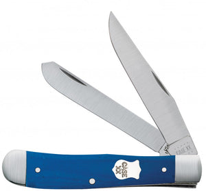 W.R. Case XX Knives Blue G-10 Trapper Satin Bolster Stainless Pocket Knife 16740