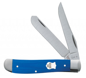 W.R. Case XX Knives Blue G-10 Mini Trapper Satin Bolster Stainless Pocket Knife 16741