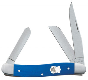 W.R. Case XX Knives Blue G-10 Medium Stockman Satin Stainless Pocket Knife 16744