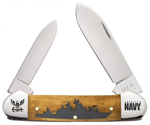 W.R. Case XX Knives U.S. Navy Smooth Antique Bone Battleship Canoe Stainless Pocket Knife 17720