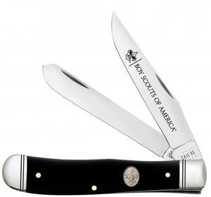 W.R. Case XX Knives Boy Scouts Black Synthetic Trapper Stainless Pocket Knife 18056
