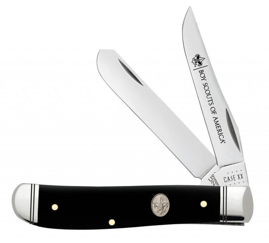 W.R. Case XX Knives Boy Scouts BSA Black Synthetic Mini Trapper Stainless Pocket Knife 18058