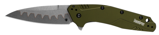 Kershaw Knives™ Dividend Liner Lock 1812OLCB Olive Green Anodized Aluminum CPM D2 and Bohler N690 Pocket Knife