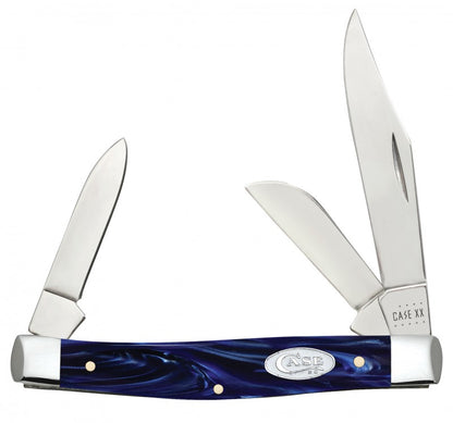 W.R. Case XX Knives Blue Pearl Kirinite SparXX Knives Medium Stockman Stainless Pocket Knife 23442