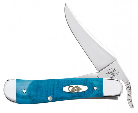 W.R. Case XX Knives Sawcut Jigged Caribbean Blue Bone Russlock Stainless Pocket Knife 25589