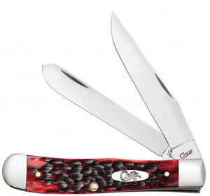 W.R. Case XX Knives Peach Seed Jigged Crimson Bone Trapper Stainless Pocket Knife 27380