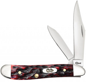 W.R. Case XX Knives Peach Seed Jigged Crimson Bone Peanut Stainless Pocket Knife 27384