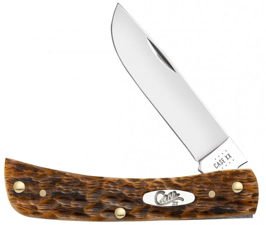 W.R. Case XX Knives Peach Seed Jigged Amber Bone Sodbuster Jr Carbon Steel Pocket Knife 30092