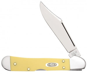 W.R. Case XX Knives Smooth Yellow Delrin Mini Copperlock Carbon Steel Pocket Knife 30116