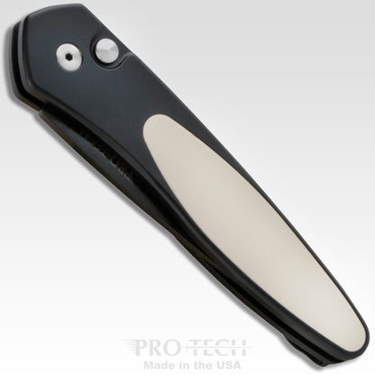 Pro-Tech Knives, LLC™ Newport Auto 3452 Black 6061-T6 Aluminum and White Micarta CPM S35VN Stainless Steel Pocket Knife