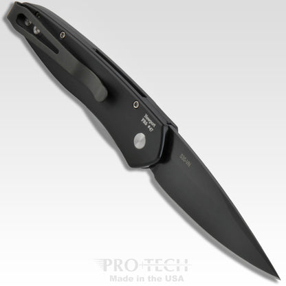 Pro-Tech Knives, LLC™ Newport Auto 3452 Black 6061-T6 Aluminum and White Micarta CPM S35VN Stainless Steel Pocket Knife