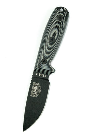 ESEE Knives™ Full-Tang Fixed Blade 3PMB-002 Black & Gray G10 1095 Carbon Steel Knife