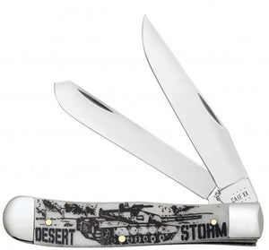 W.R. Case XX Knives Desert Storm War Series Natural Bone Trapper Stainless Pocket Knife 50953