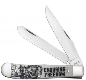 W.R. Case XX Knives Enduring Freedom War Series Natural Bone Trapper Stainless Pocket Knife 50955