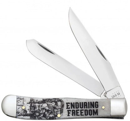 W.R. Case XX Knives Enduring Freedom War Series Natural Bone Trapper Stainless Pocket Knife 50955